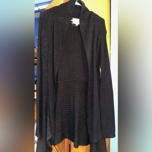 Black Ribbed Knit Cardigan